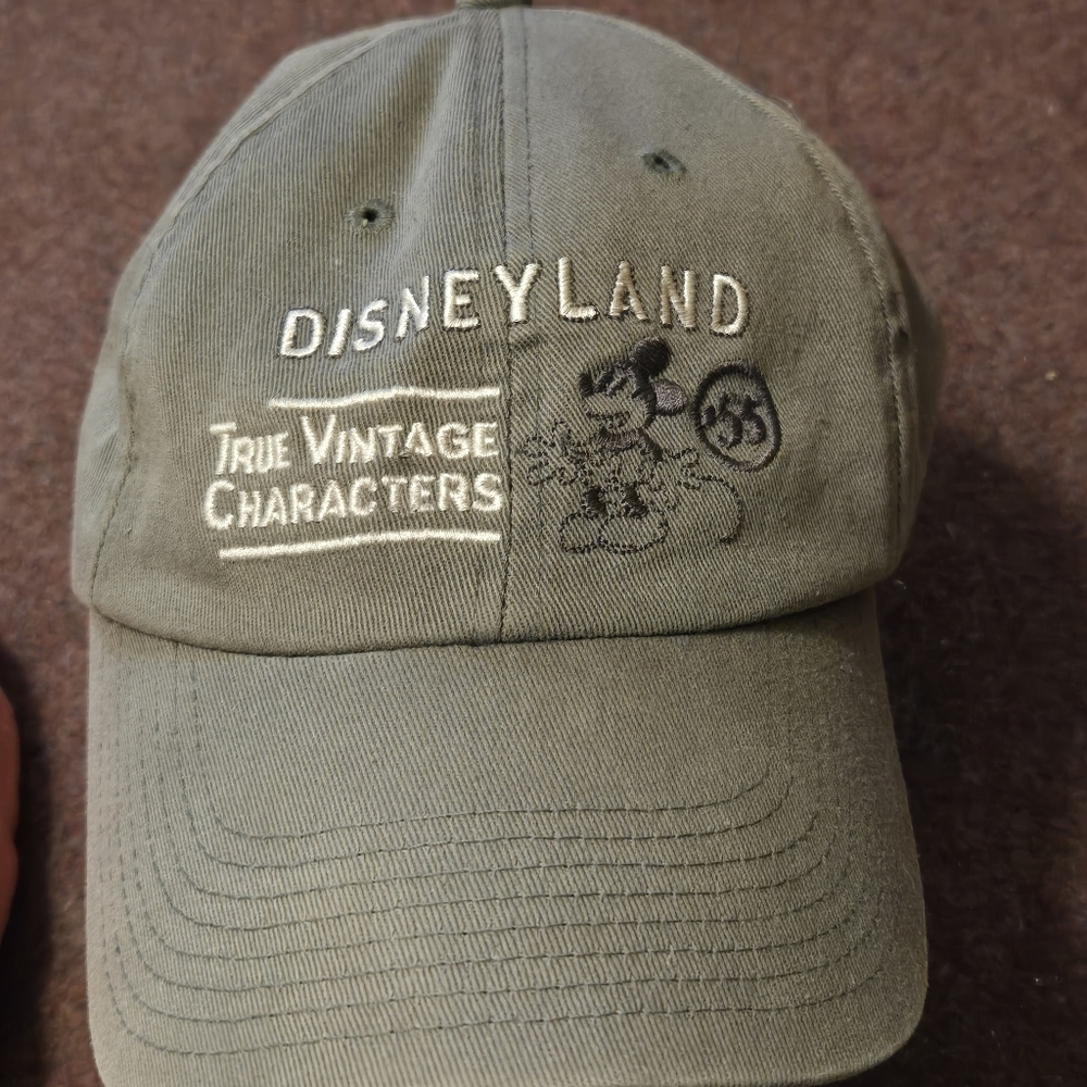 Disneyland "True Vintage Characters" Olive Green Baseball Cap Some Fading
